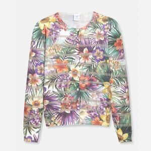 Madeleine Multicolor Floral Cardigan Size 8 EUC Tropical Italy Knit German Brand